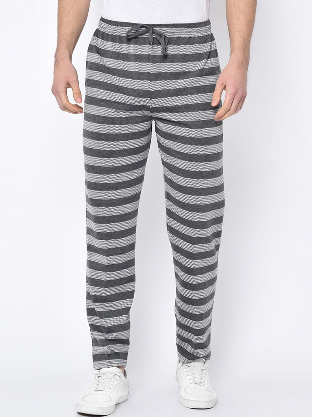 vimal jonney men grey & white striped track pants