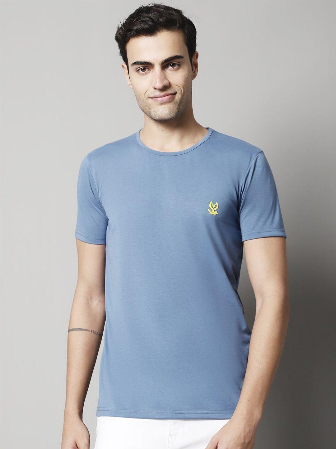 vimal jonney men grey applique t-shirt