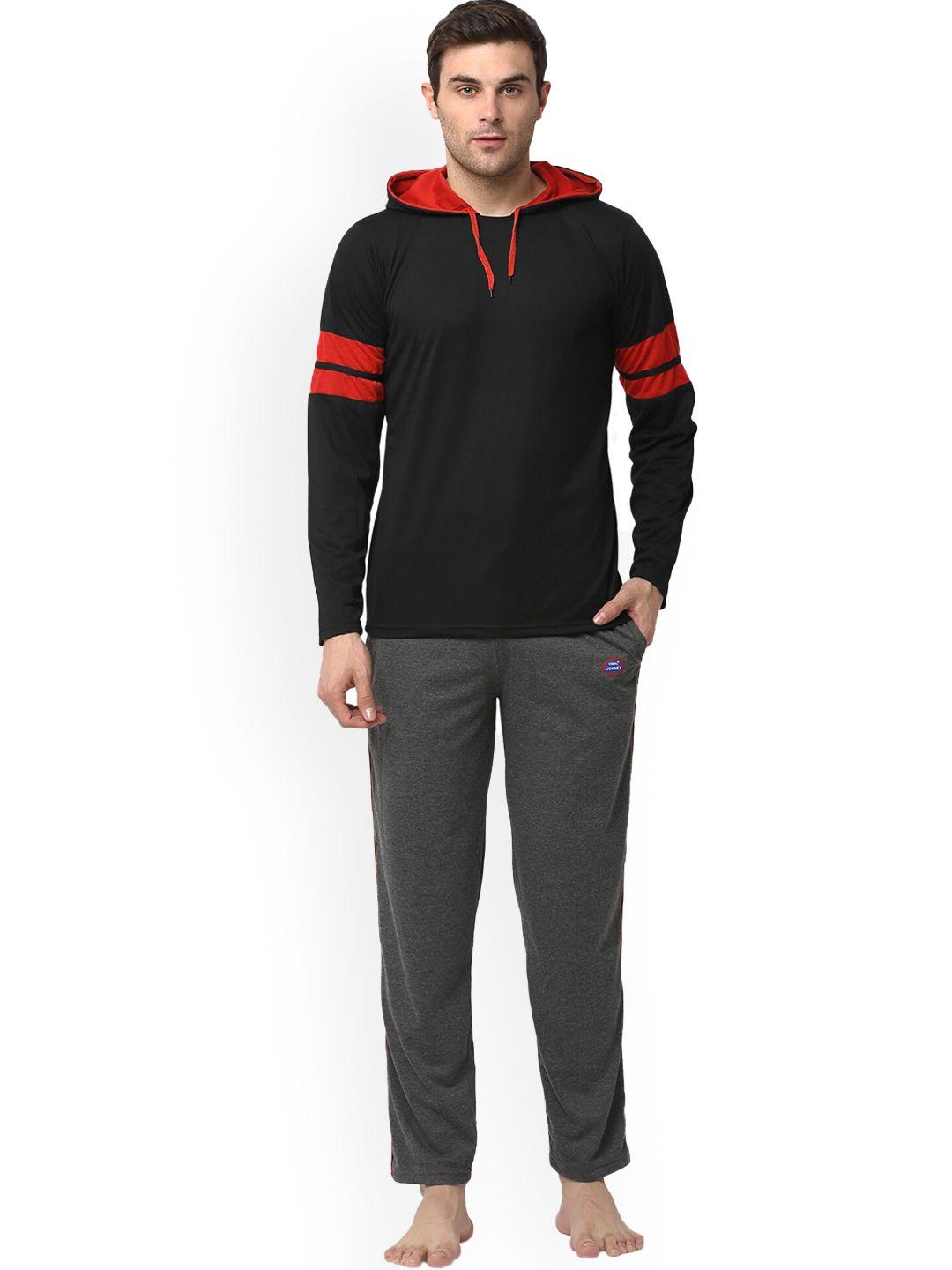 vimal jonney men hooded t-shirt with pyjama night suits