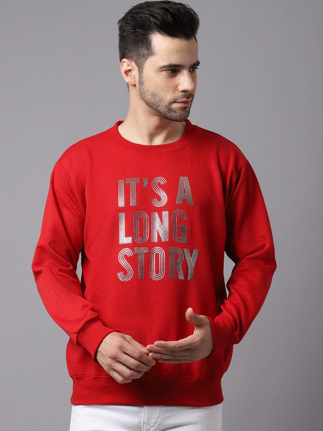 vimal jonney men maroon printed sweatshirt