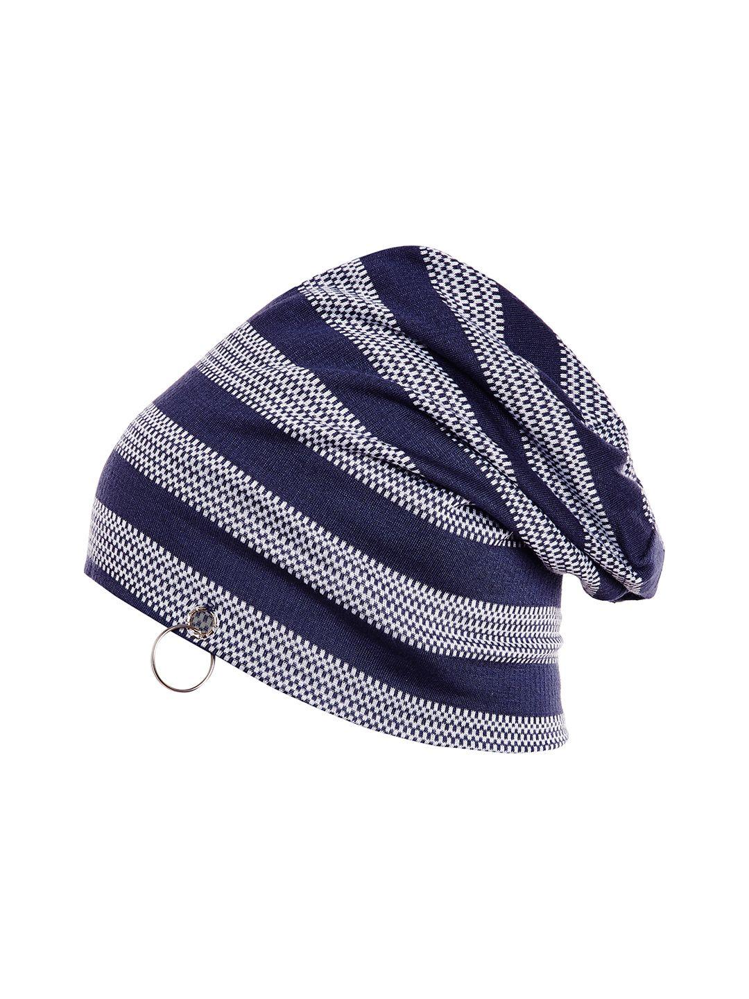 vimal jonney men navy blue printed beanie