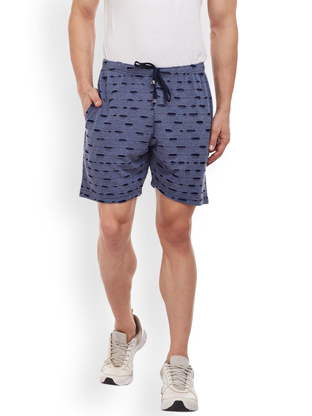 vimal jonney men navy blue self design regular fit regular shorts