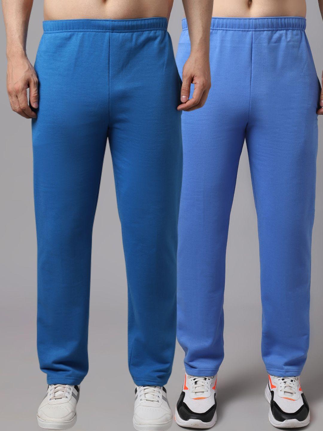 vimal jonney men pack of 2 blue solid pure cotton track pants