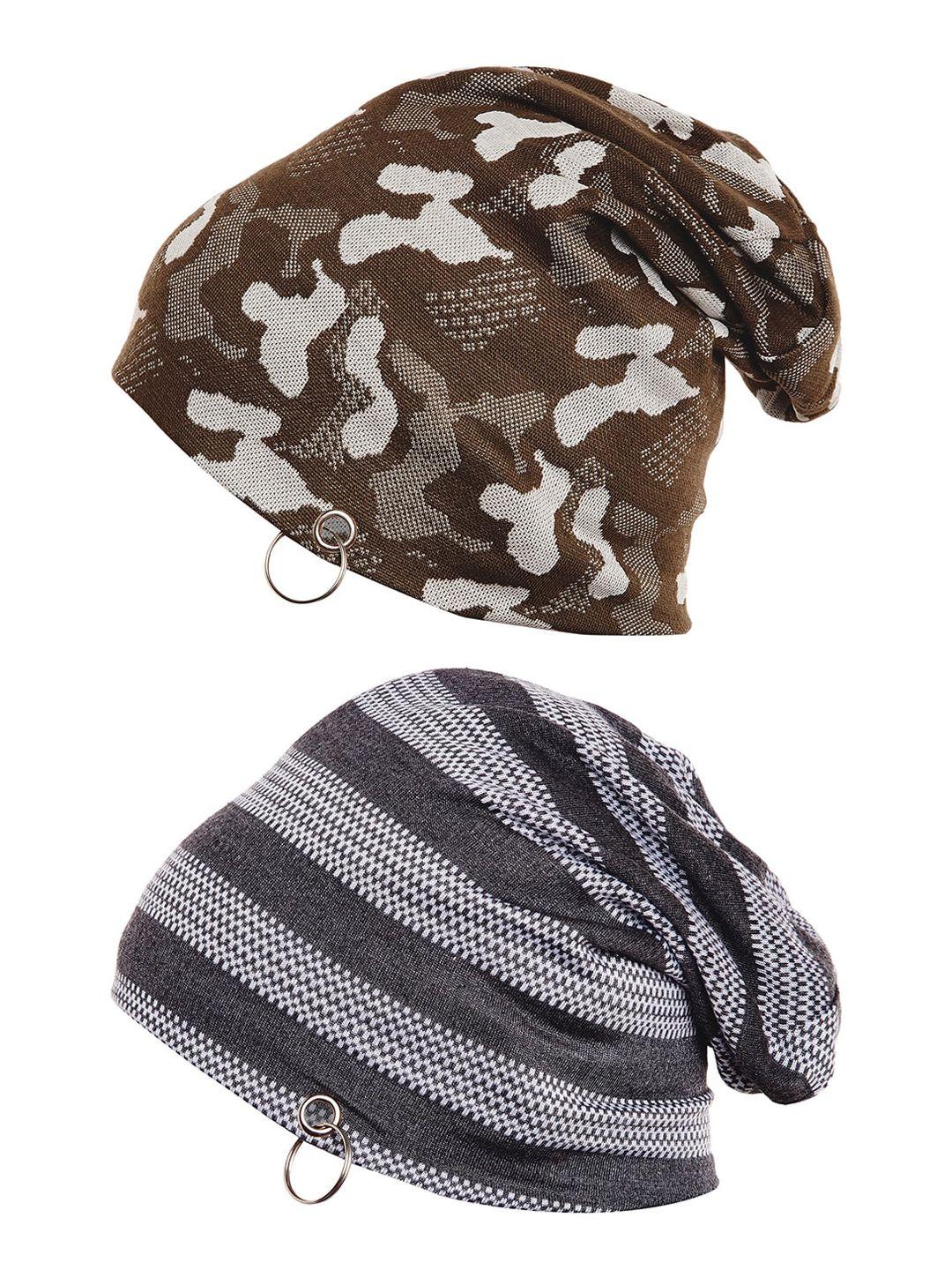 vimal jonney men pack of 2 solid beanie and printed beanie