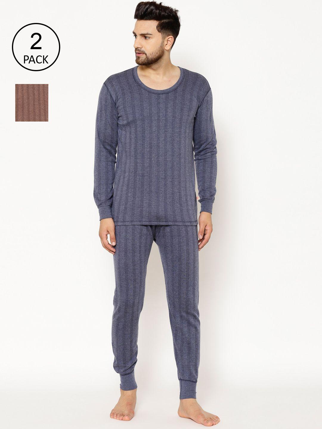 vimal jonney men pack of 2 striped thermal set