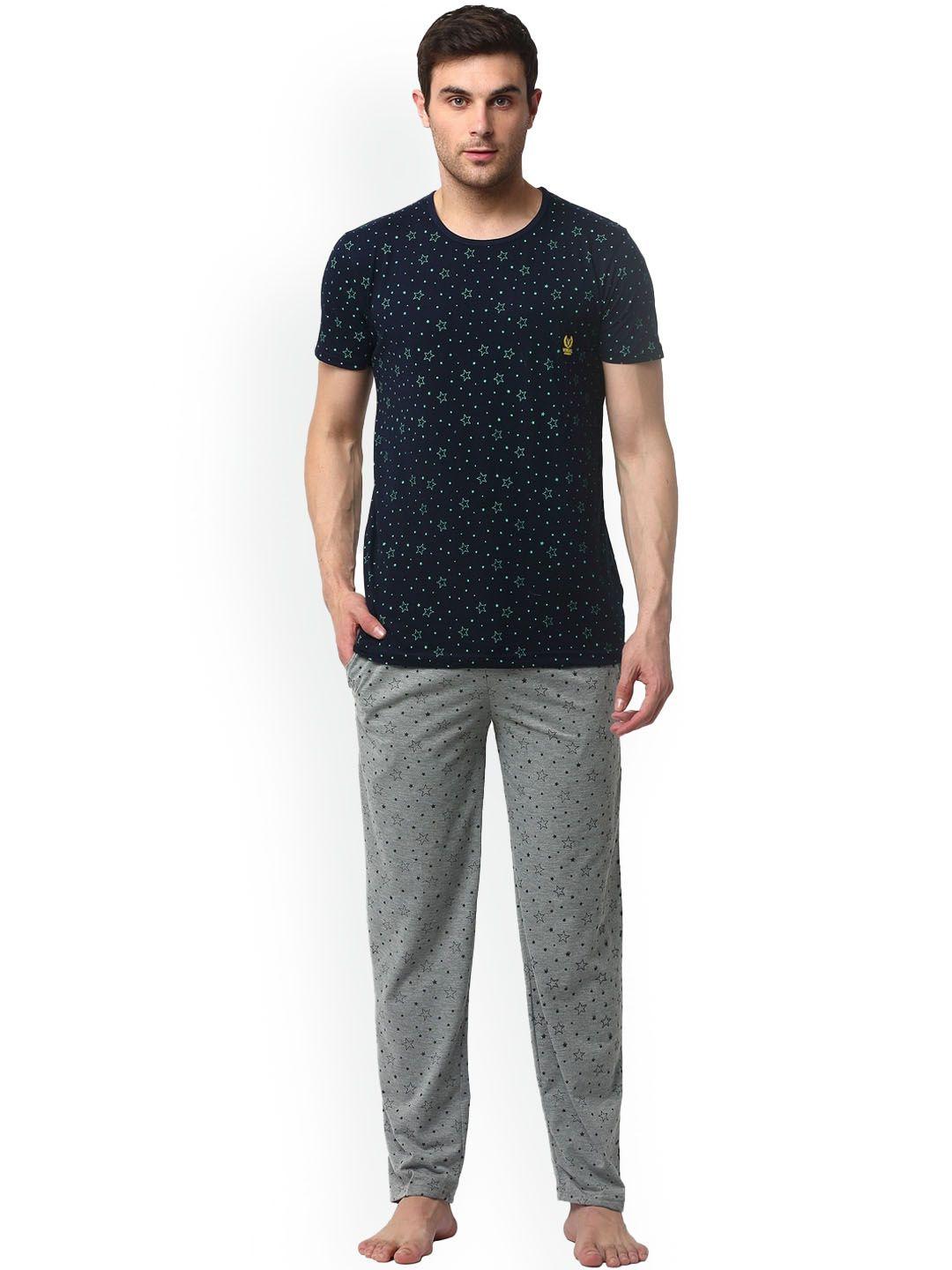 vimal jonney men printed pure cotton t-shirt with pyjamas