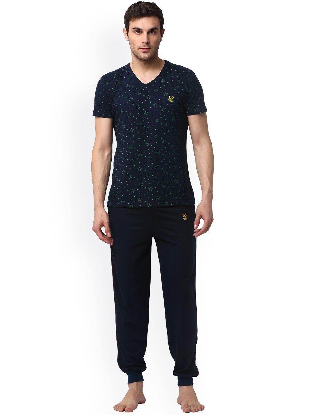 vimal jonney men printed t-shirt with joggers night suit