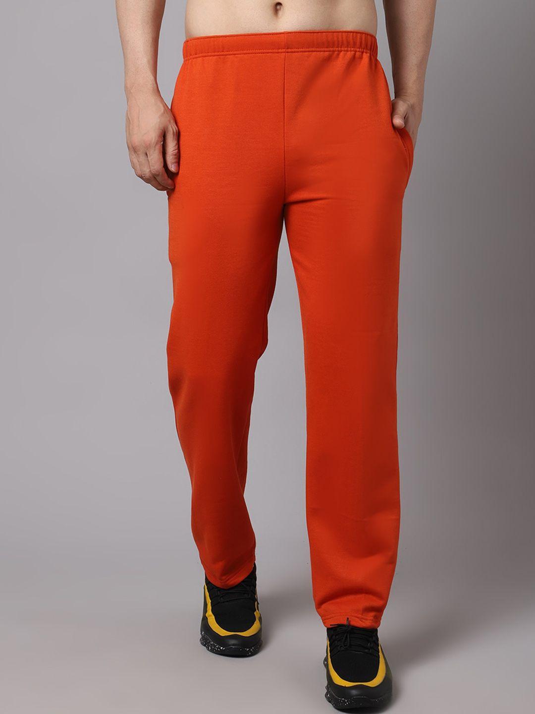 vimal jonney men rust orange cotton sports track pants