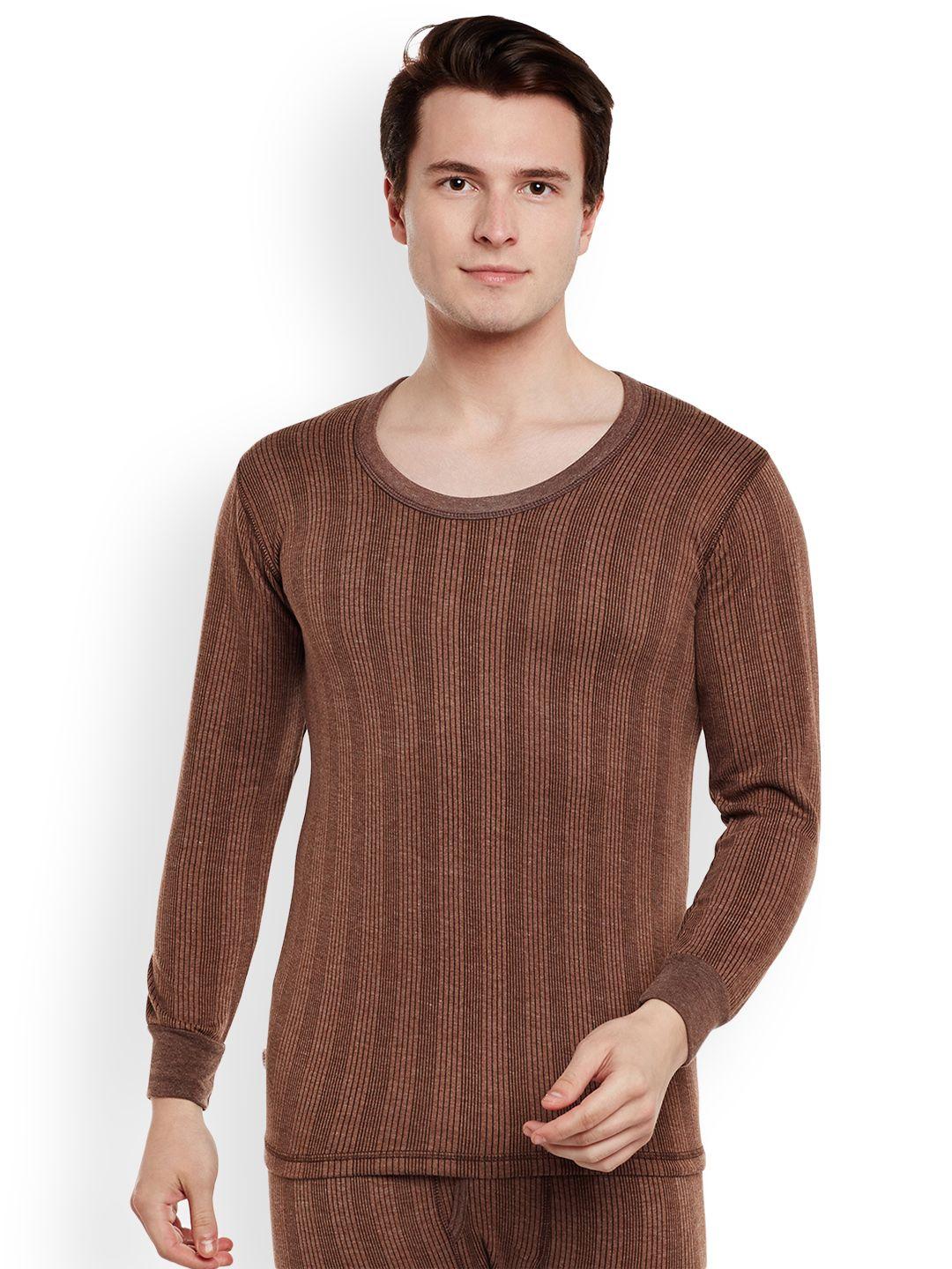 vimal jonney men taupe & black striped thermal top