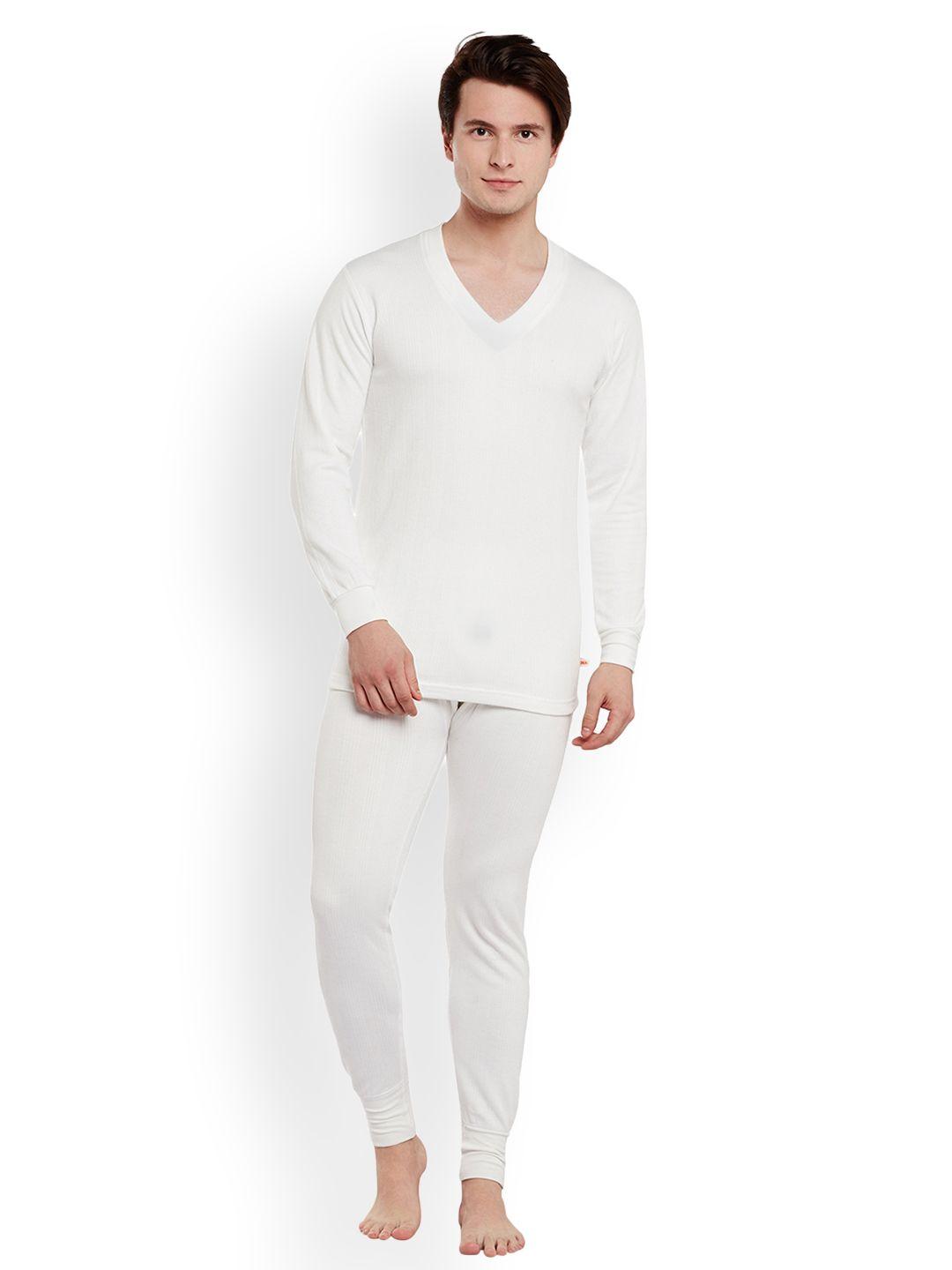 vimal jonney men white solid thermal set