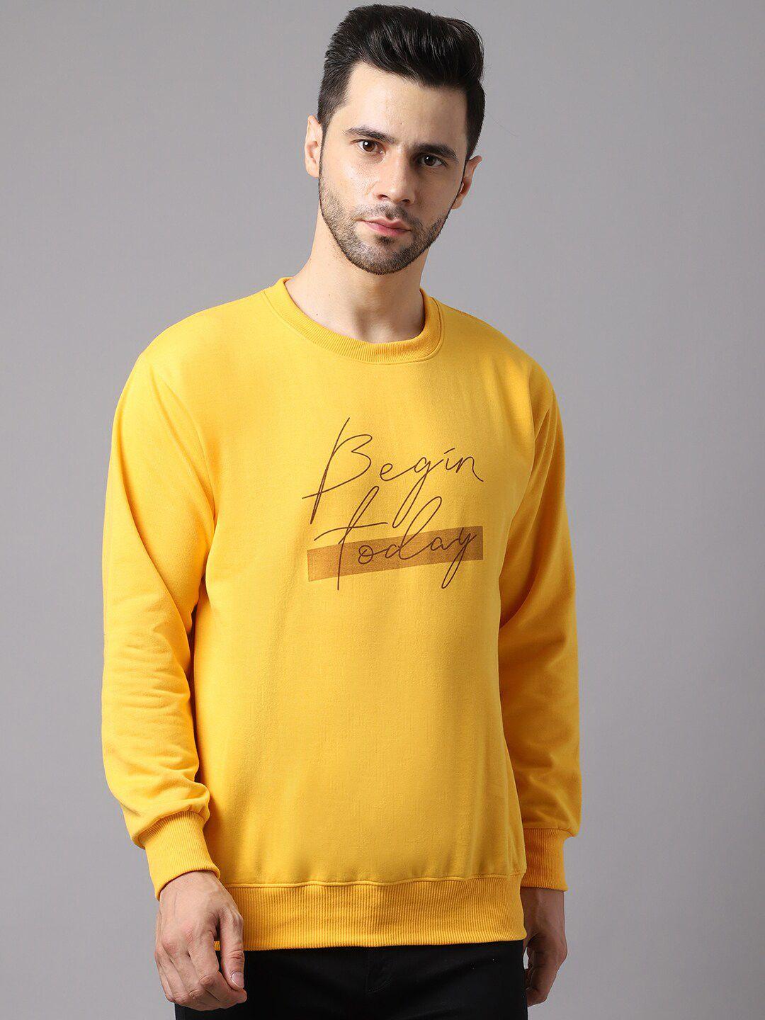 vimal jonney men yellow printed sweatshirt