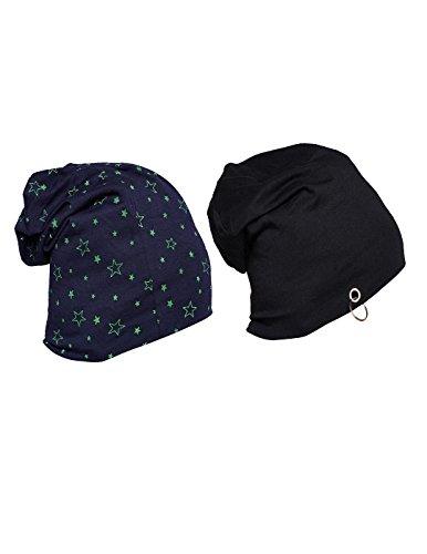 vimal jonney multicolor blended free size beanie cap for men(pack of 2)-cap_prt-no.1-nvy-ring_cap_blk_02