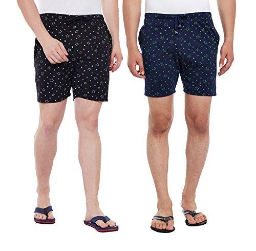 vimal jonney multicolor cotton shorts for men(pack of 2) (d11-prt1b_prt1n_002-xl)