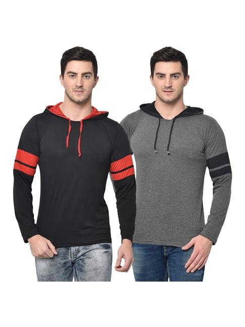 vimal jonney multicolor hooded t-shirt - pack of 2