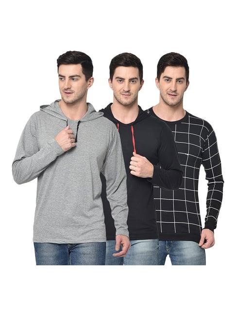 vimal jonney multicolor hooded t-shirt - pack of 3