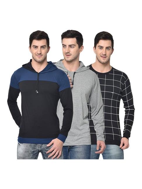 vimal jonney multicolor hooded t-shirt - pack of 3