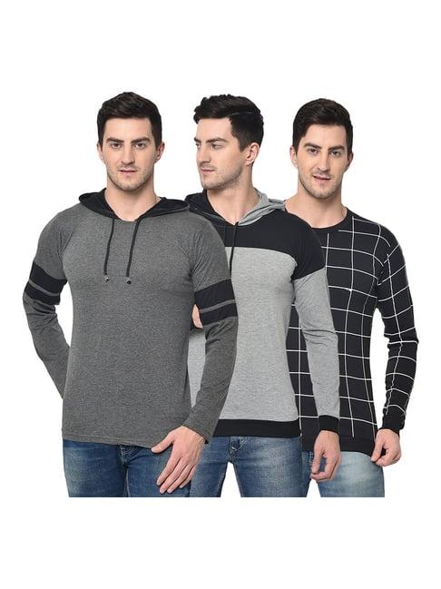 vimal jonney multicolor hooded t-shirt - pack of 3