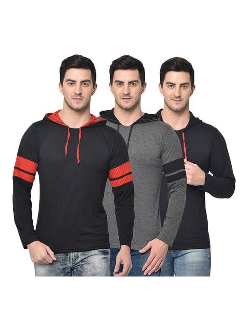 vimal jonney multicolor hooded t-shirt - pack of 3