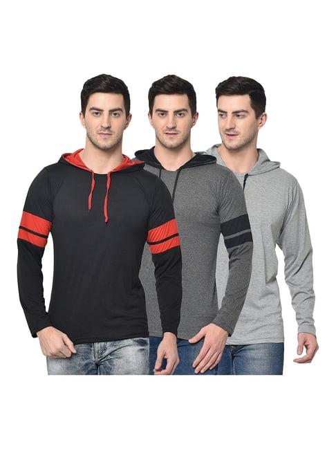 vimal jonney multicolor hooded t-shirt - pack of 3