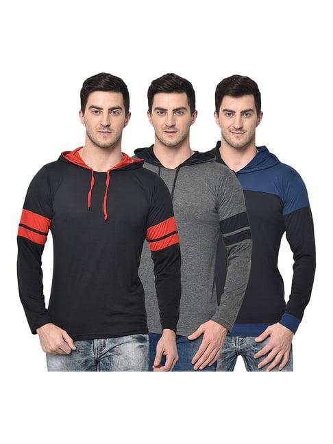 vimal jonney multicolor hooded t-shirt - pack of 3