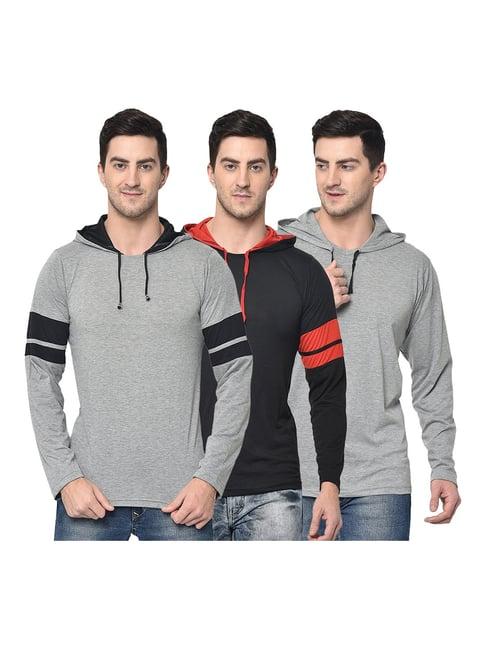 vimal jonney multicolor hooded t-shirt - pack of 3