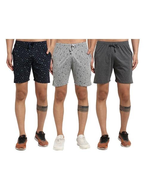 vimal jonney multicolor mid rise cotton shorts (pack of 3)