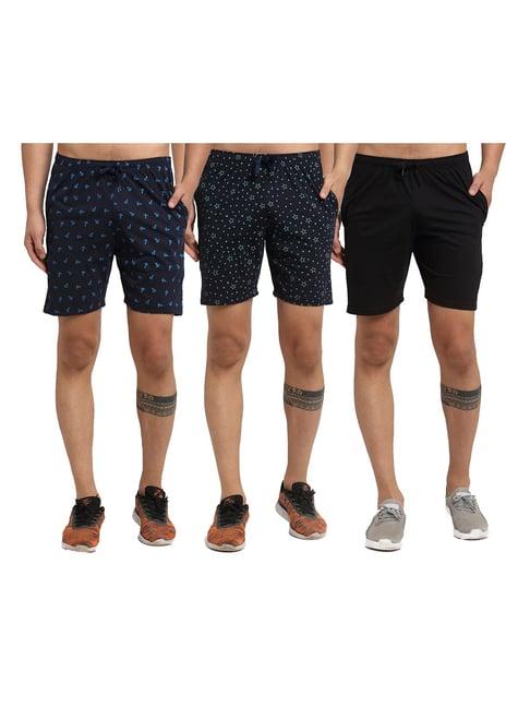 vimal jonney multicolor mid rise cotton shorts (pack of 3)