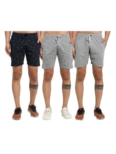 vimal jonney multicolor mid rise cotton shorts (pack of 3)