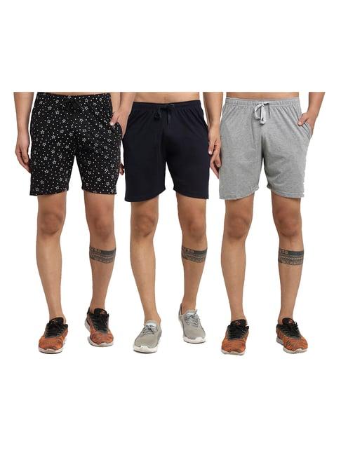 vimal jonney multicolor mid rise shorts (pack of 3)