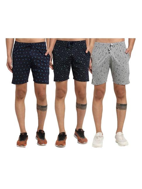 vimal jonney multicolor mid rise shorts (pack of 3)