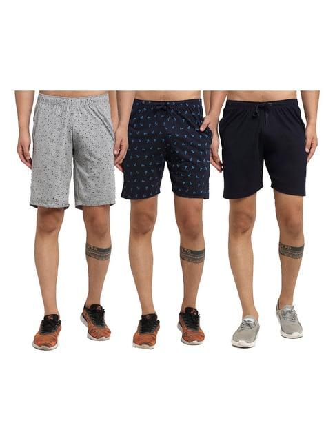 vimal jonney multicolor mid rise shorts (pack of 3)