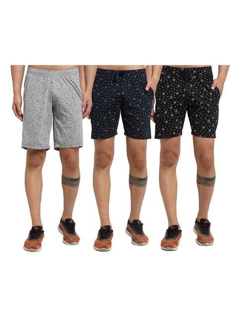 vimal jonney multicolor mid rise shorts (pack of 3)