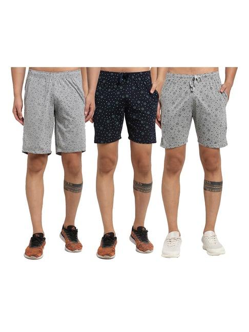 vimal jonney multicolor mid rise shorts (pack of 3)