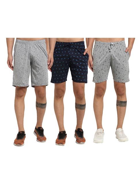 vimal jonney multicolor mid rise shorts (pack of 3)