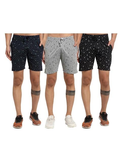 vimal jonney multicolor mid rise shorts (pack of 3)