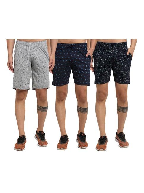 vimal jonney multicolor mid rise shorts (pack of 3)