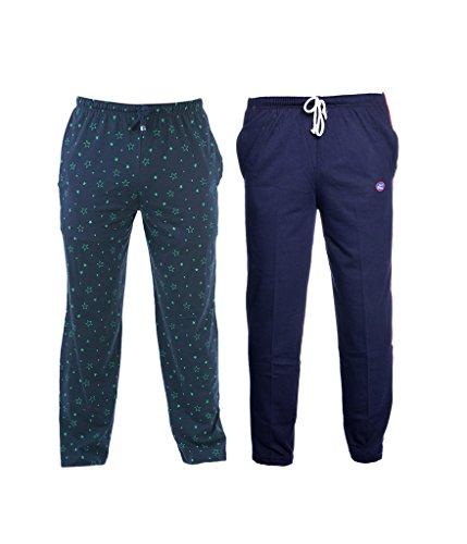 vimal jonney multicolor print and plain cotton trackpants for men (pack of 2)-d1pr1n_d1n_02-xl multicolour