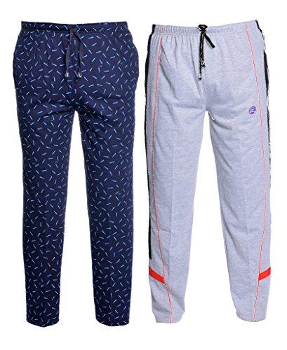 vimal jonney multicolor print and plain cotton trackpants for men (pack of 2) multicolour