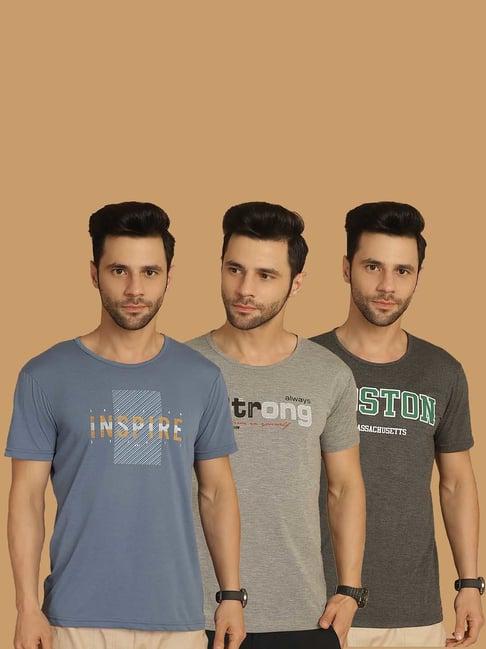 vimal jonney multicolor regular fit printed crew t-shirt - pack of 3