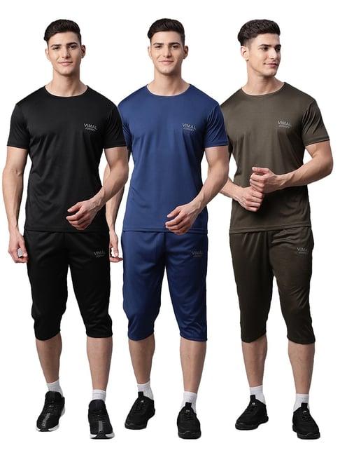 vimal jonney multicolor regular fit t-shirt with capris - pack of 3