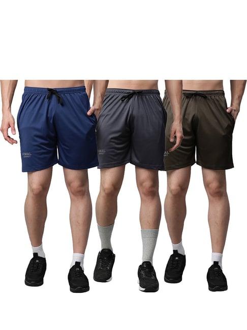 vimal jonney multicolor slim fit shorts - pack of 3