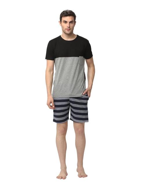 vimal jonney multicolor striped t-shirt & shorts