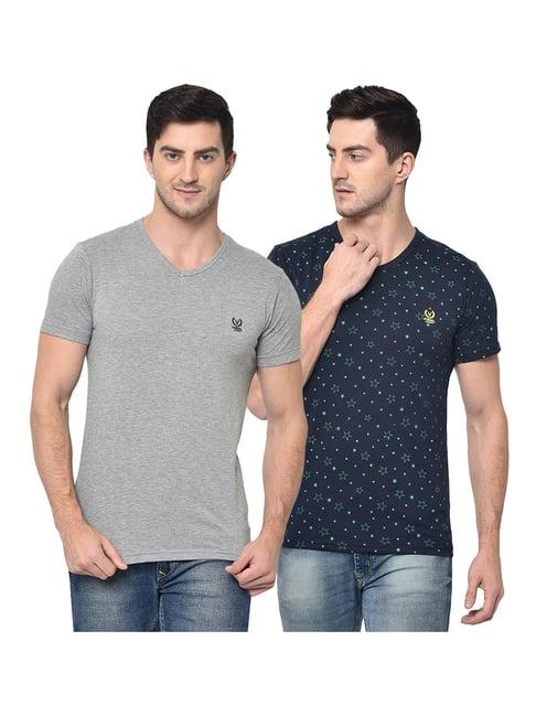 vimal jonney multicolor v neck t-shirt - pack of 2