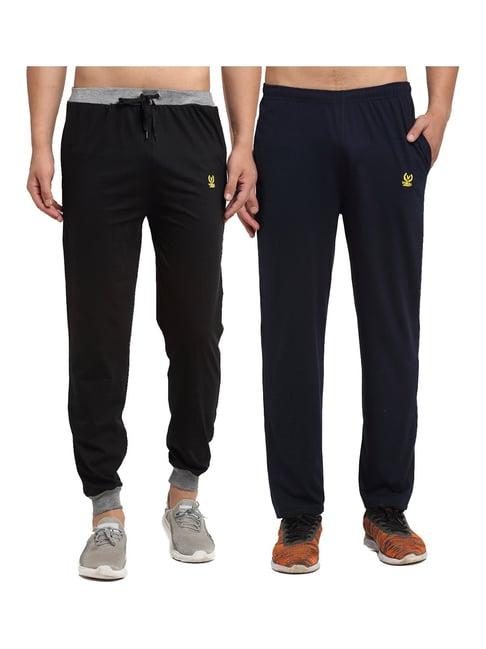 vimal jonney navy & black regular fit joggers & trackpants - pack of 2