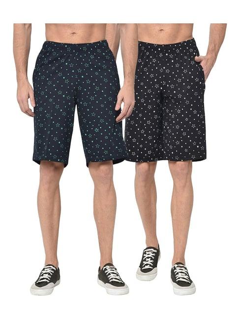 vimal jonney navy & black regular fit shorts - pack of 2