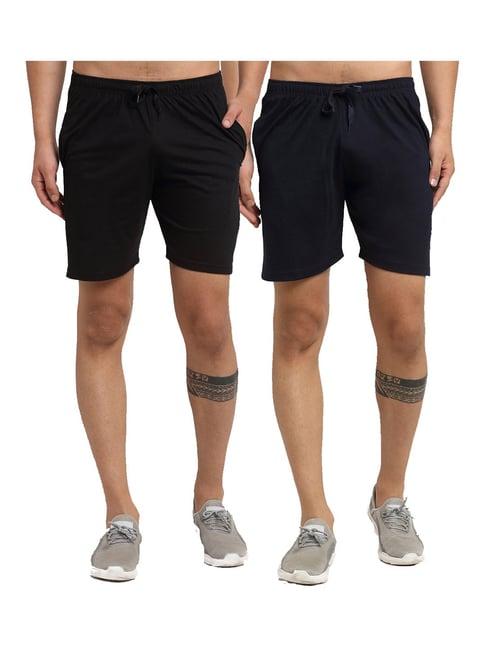 vimal jonney navy & black regular fit shorts - pack of 2