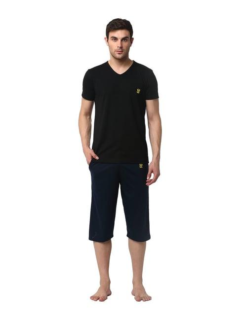 vimal jonney navy & black t-shirt & capris