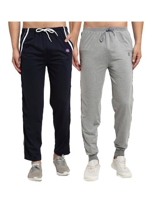 vimal jonney navy & grey regular fit joggers & trackpants - pack of 2