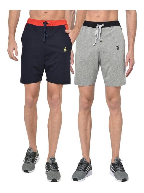vimal jonney navy & grey regular fit shorts - pack of 2