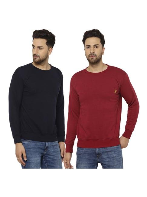 vimal jonney navy & maroon full sleeves sweatshirt - pack of 2